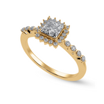 Load image into Gallery viewer, 50-Pointer Princess Cut Solitaire Halo Diamond Shank 18K Yellow Gold Ring JL AU 1248Y-A   Jewelove.US
