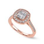 Load image into Gallery viewer, 50-Pointer Princess Cut Solitaire Halo Diamond Shank 18K Rose Gold Ring JL AU 1331R-A   Jewelove.US
