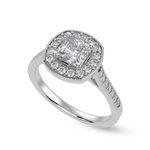 Load image into Gallery viewer, 70-Pointer Princess Cut Solitaire Halo Diamond Shank Platinum Ring JL PT 1331-B   Jewelove.US
