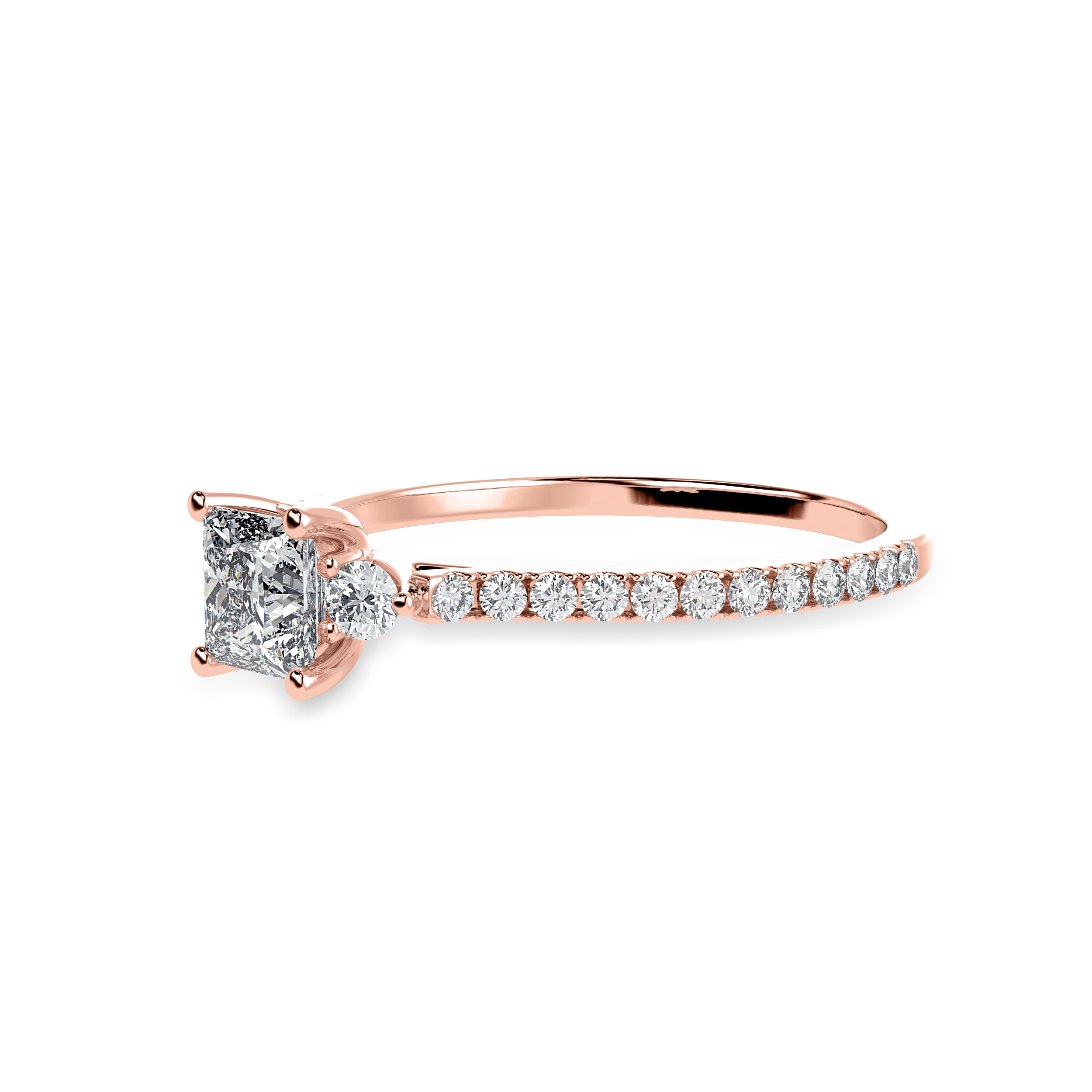25-Pointer Princess Cut Diamond Accents Shank 18K Rose Gold Ring JL AU 1240R-C   Jewelove.US