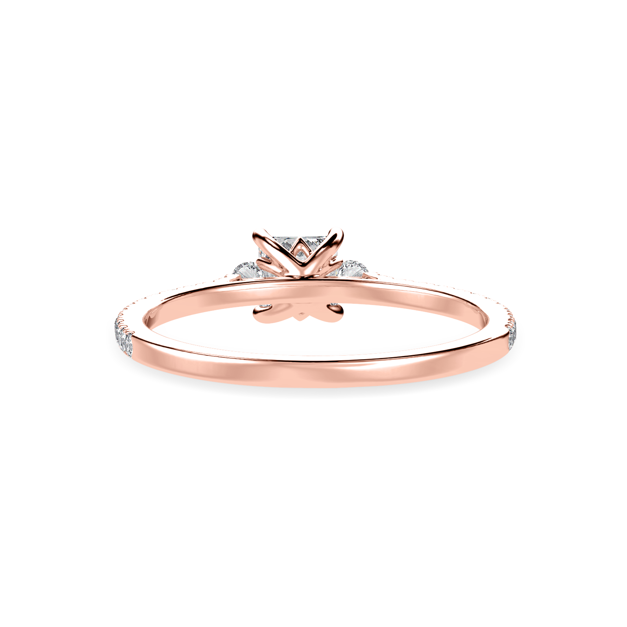 50-Pointer Princess Cut Solitaire Diamond Accents Shank 18K Rose Gold Ring JL AU 1240R-A   Jewelove.US