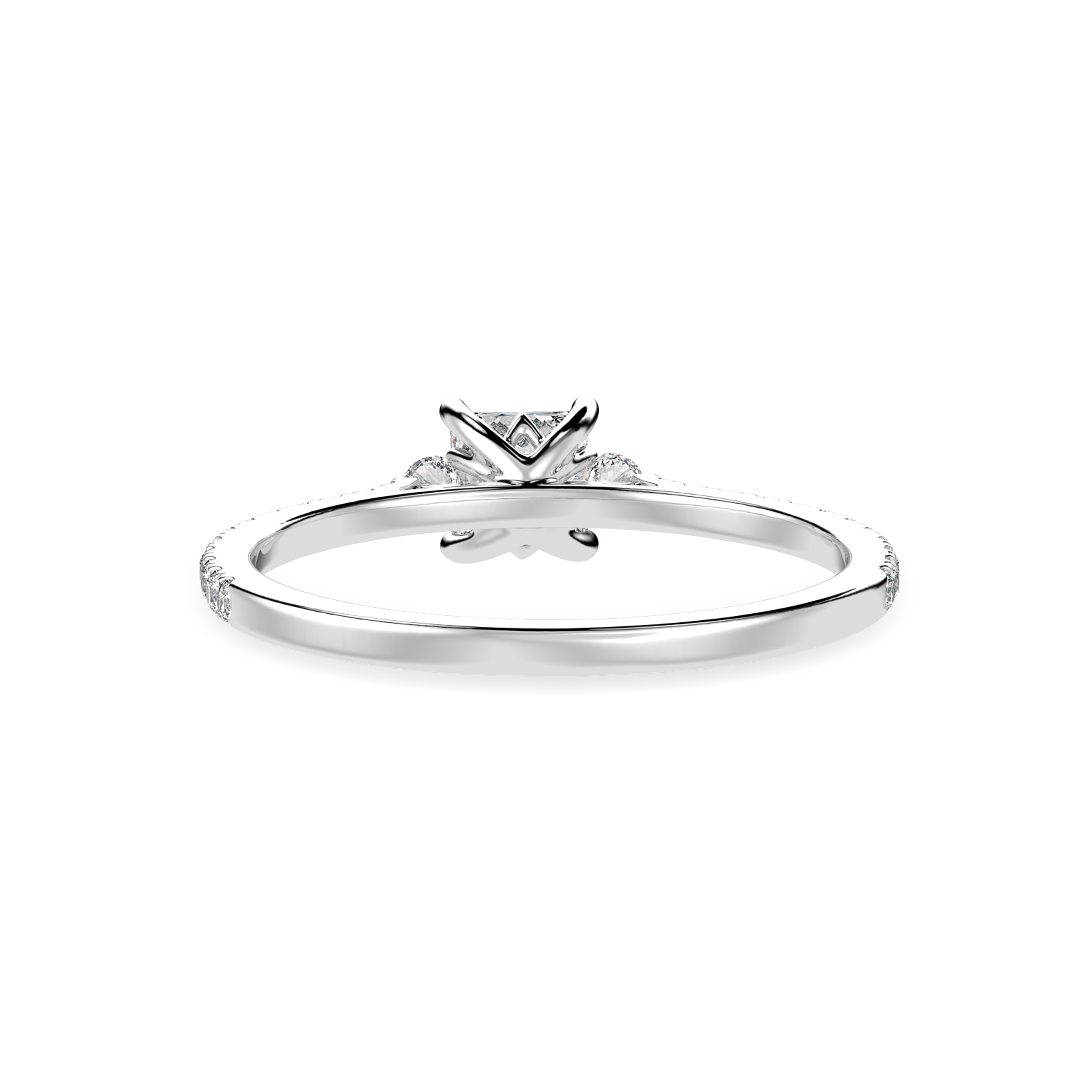 30-Pointer Princess Cut Solitaire Diamond Accents Shank Platinum Ring JL PT 1240   Jewelove.US