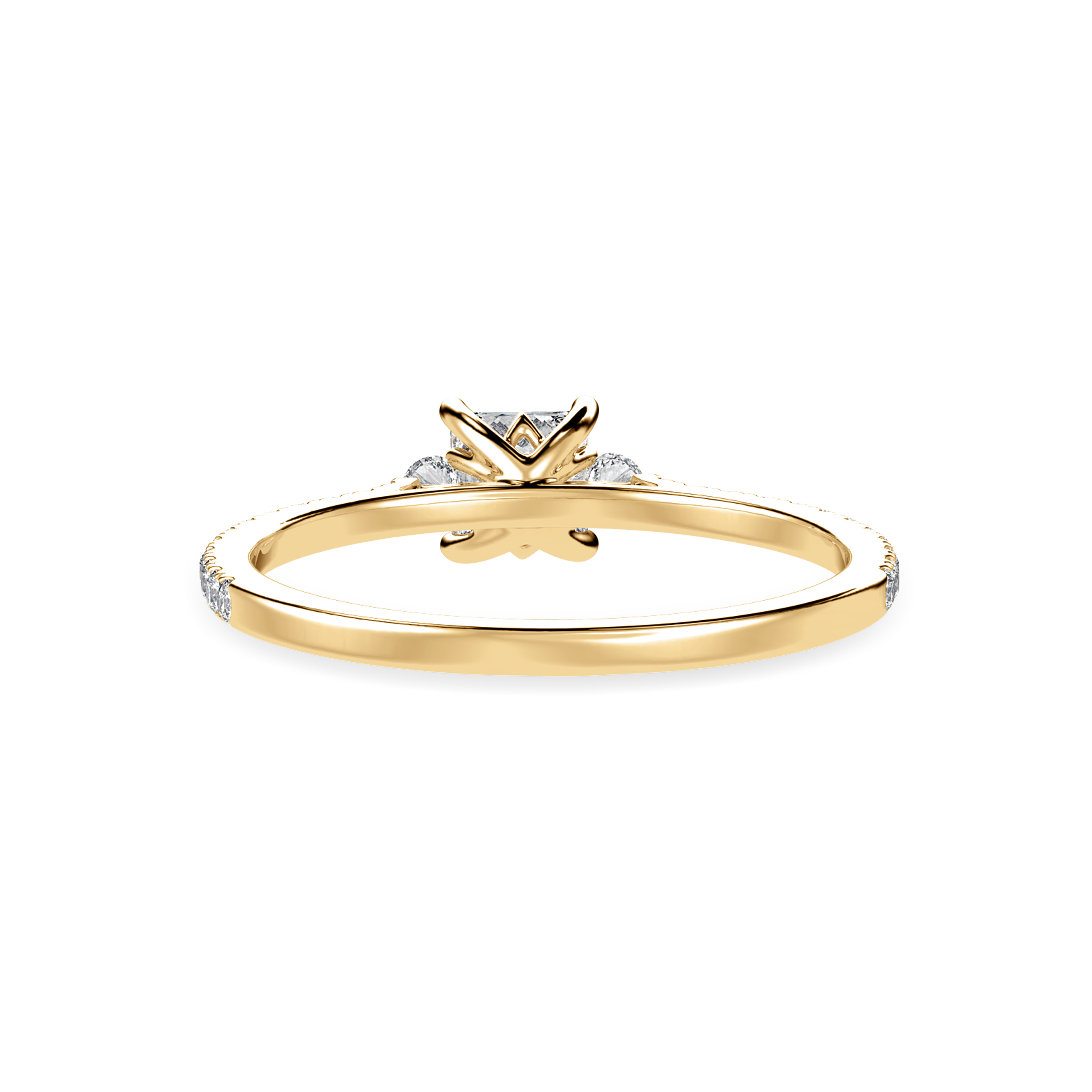 50-Pointer Princess Cut Solitaire Diamond Accents Shank 18K Yellow Gold Ring JL AU 1240Y-A   Jewelove.US