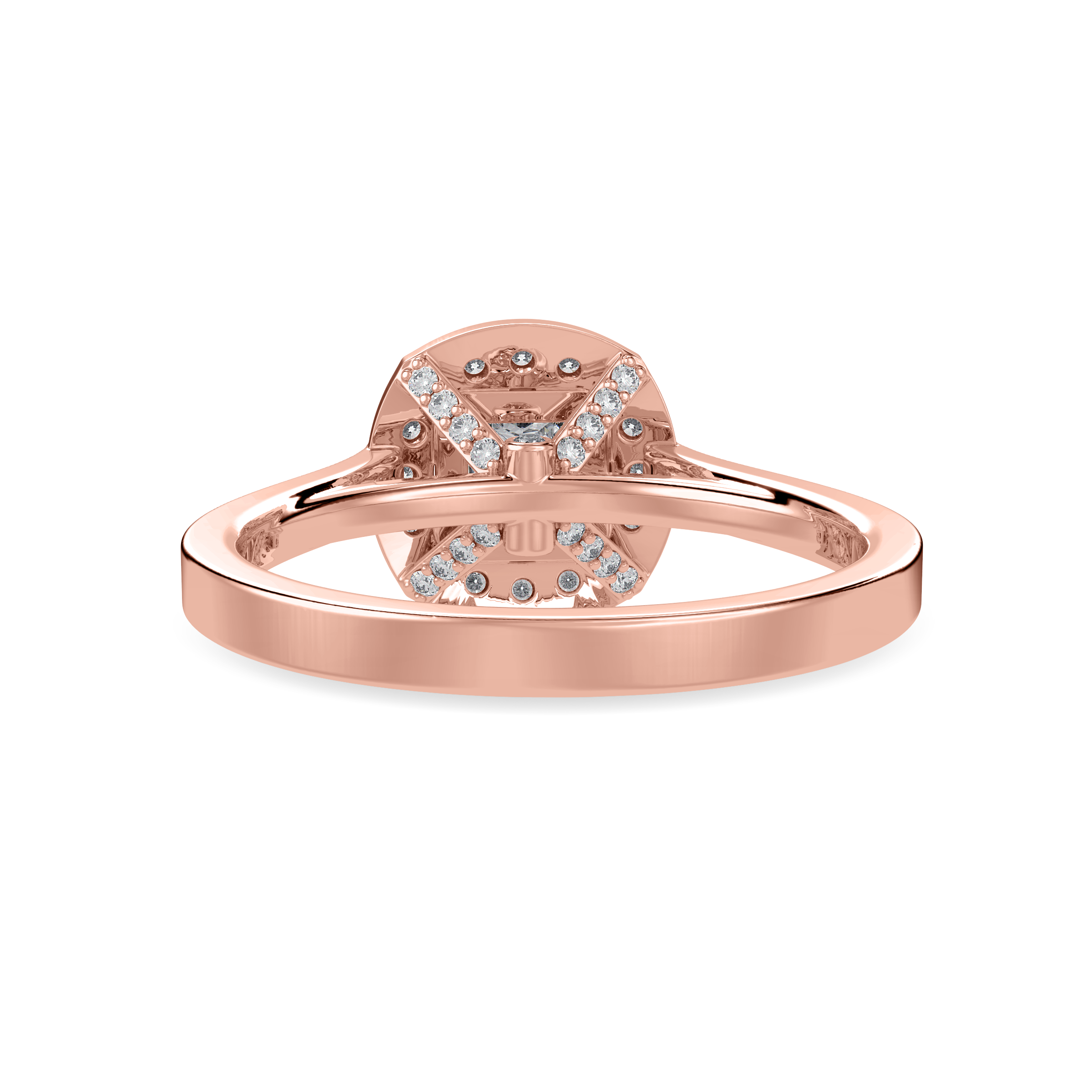 50-Pointer Princess Cut Solitaire Halo Diamond Shank 18K Rose Gold Ring JL AU 1331R-A   Jewelove.US