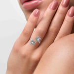 Load image into Gallery viewer, Romantic Flowery Platinum Ring for Women with 2 Diamonds JL PT LR 90   Jewelove
