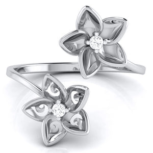 Romantic Flowery Platinum Ring for Women with 2 Diamonds JL PT LR 90   Jewelove