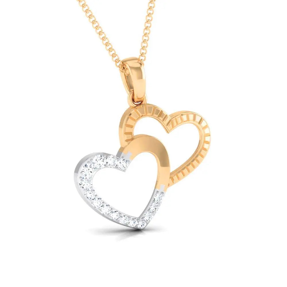 Rose Gold & Platinum Double Heart Pendant with Diamonds JL PT P 8111   Jewelove.US
