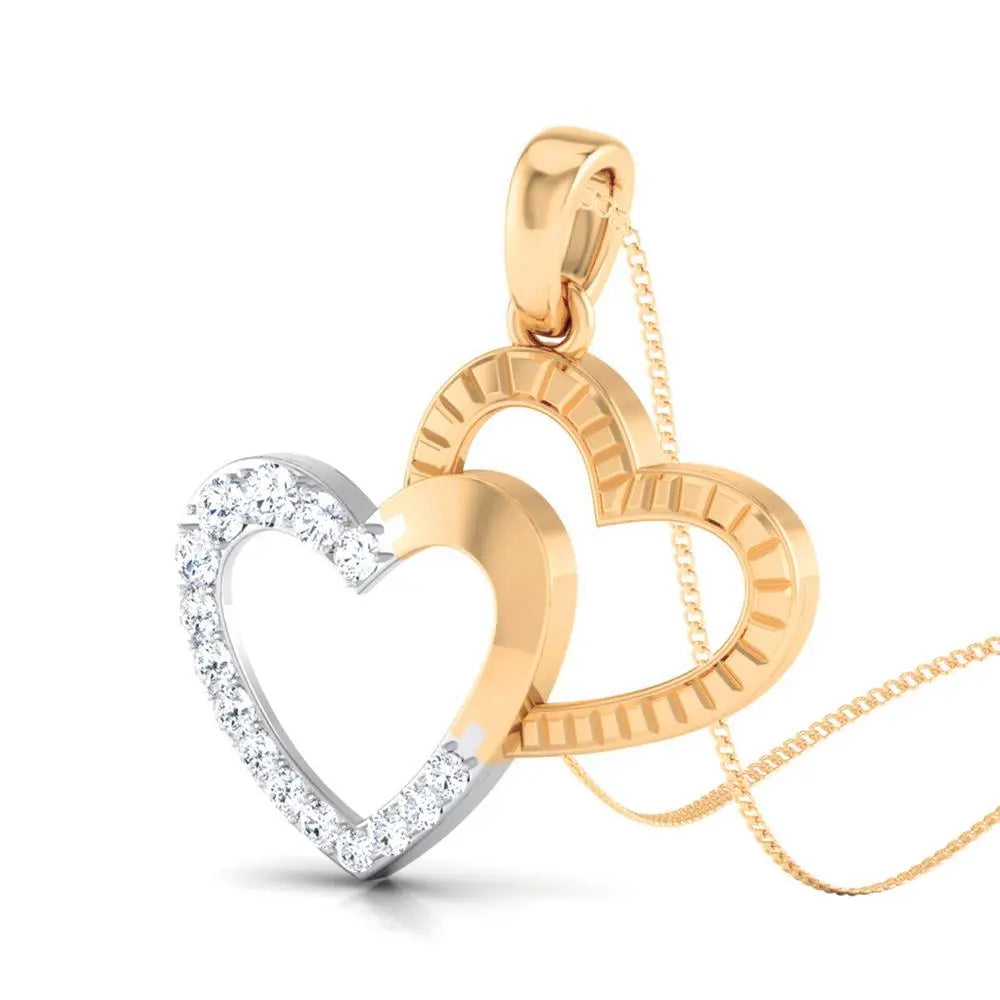 Rose Gold & Platinum Double Heart Pendant with Diamonds JL PT P 8111   Jewelove.US