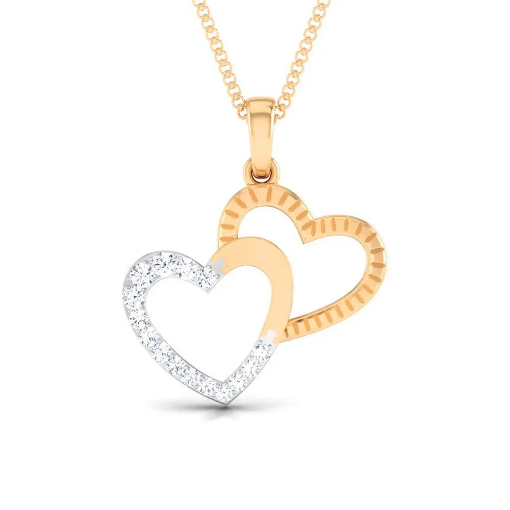 Rose Gold & Platinum Double Heart Pendant with Diamonds JL PT P 8111  Yellow-Gold-VVS-GH Jewelove.US