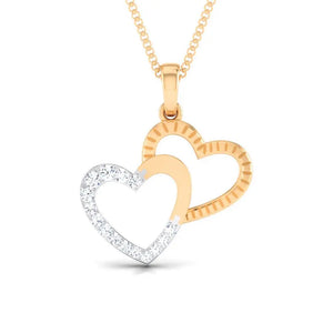 Rose Gold & Platinum Double Heart Pendant with Diamonds JL PT P 8111  Yellow-Gold-VVS-GH Jewelove.US