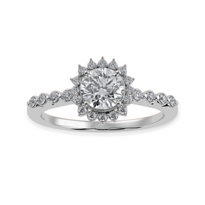 30-Pointer Solitaire Halo Diamond Shank Platinum Ring JL PT 1247   Jewelove.US