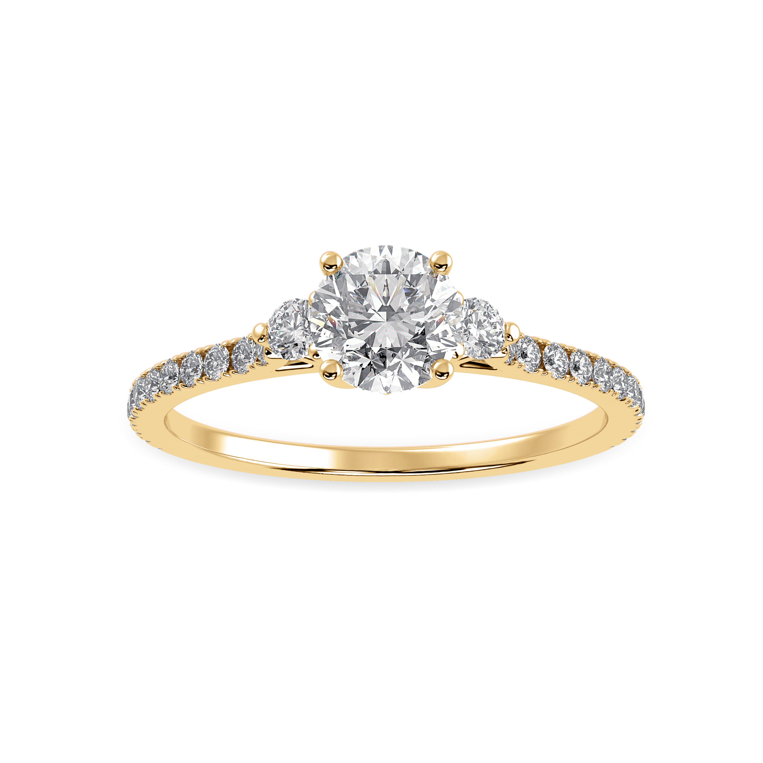 50-Pointer Solitaire Diamond Accents Shank 18K Yellow Gold Ring JL AU 1238Y-A   Jewelove.US
