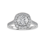 Load image into Gallery viewer, 30-Pointer Solitaire Halo Diamond Shank Platinum Ring JL PT 1332   Jewelove.US
