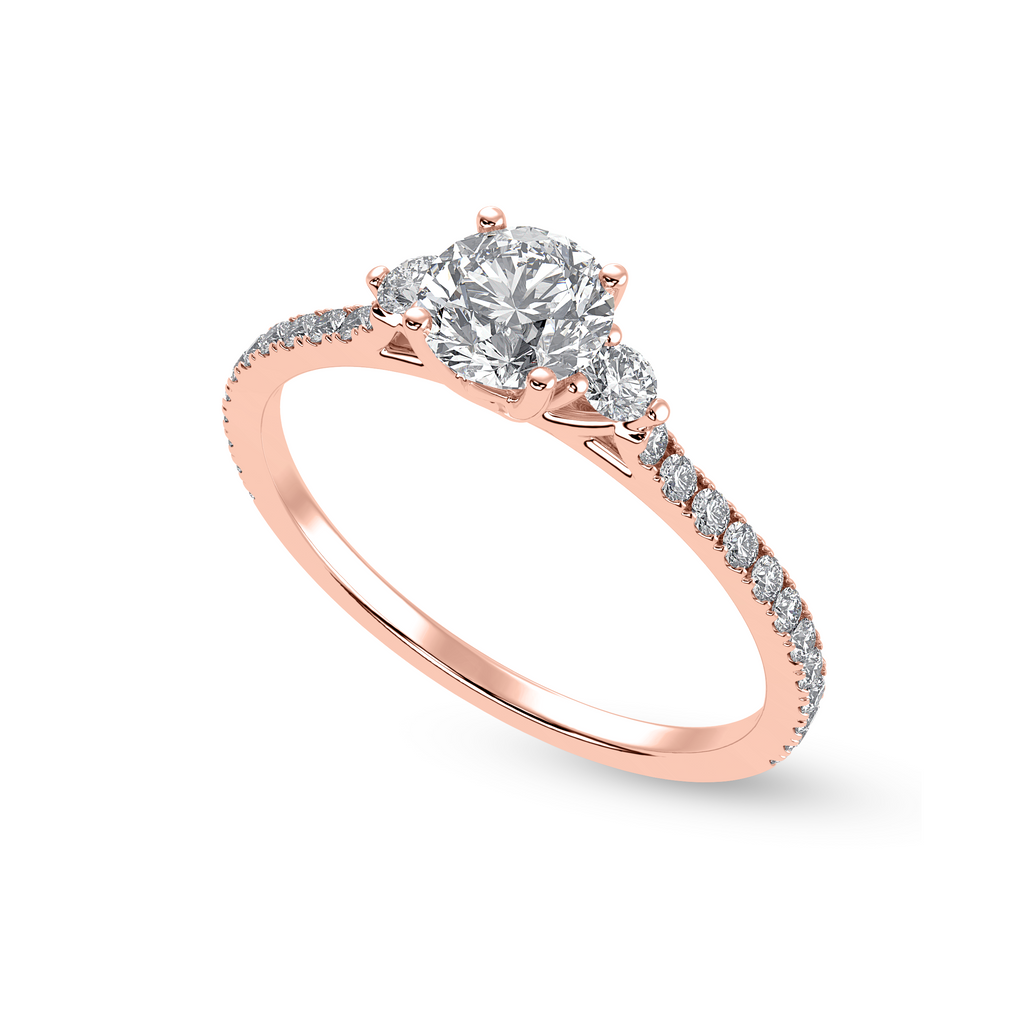 70-Pointer Solitaire Diamond Accents Shank 18K Rose Gold Ring JL AU 1238R-B   Jewelove.US