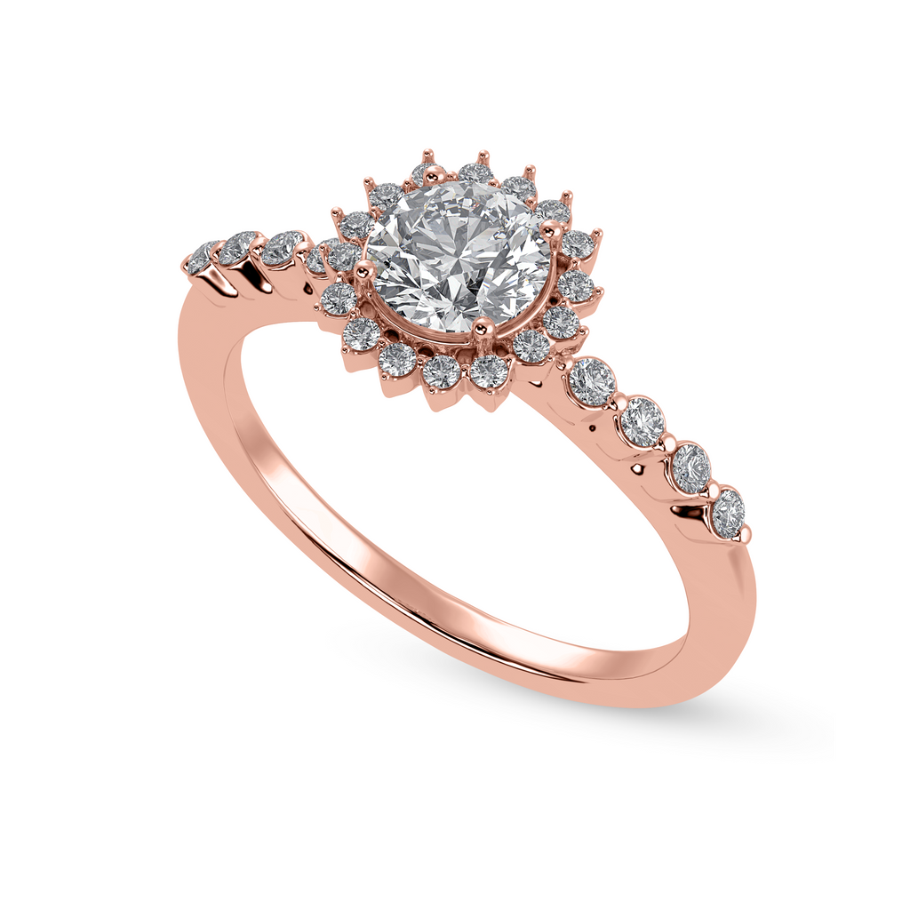 50-Pointer Solitaire Halo Diamond Shank 18K Rose Gold Ring JL AU 1247R-A   Jewelove.US