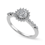 Load image into Gallery viewer, 30-Pointer Solitaire Halo Diamond Shank Platinum Ring JL PT 1247
