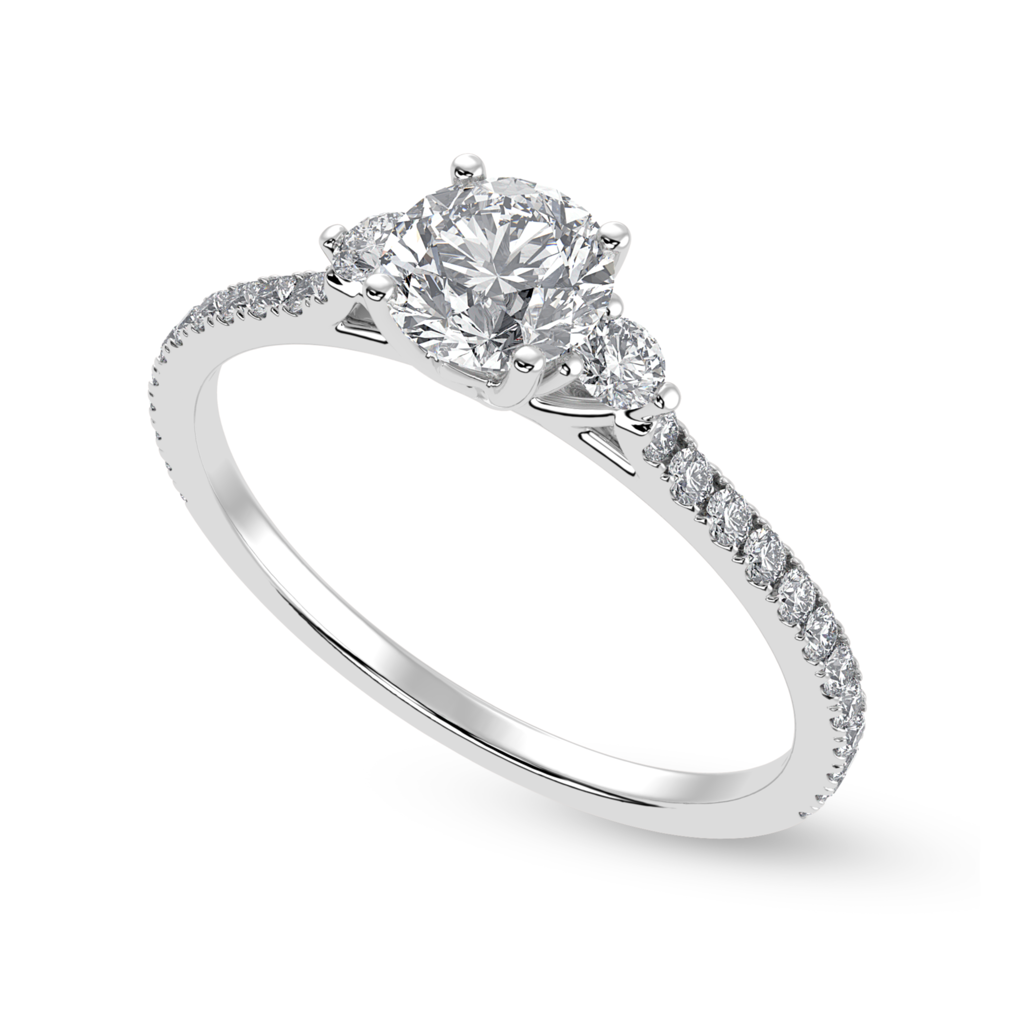 50-Pointer Solitaire Diamond Accents Shank Platinum Ring JL PT 1238-A