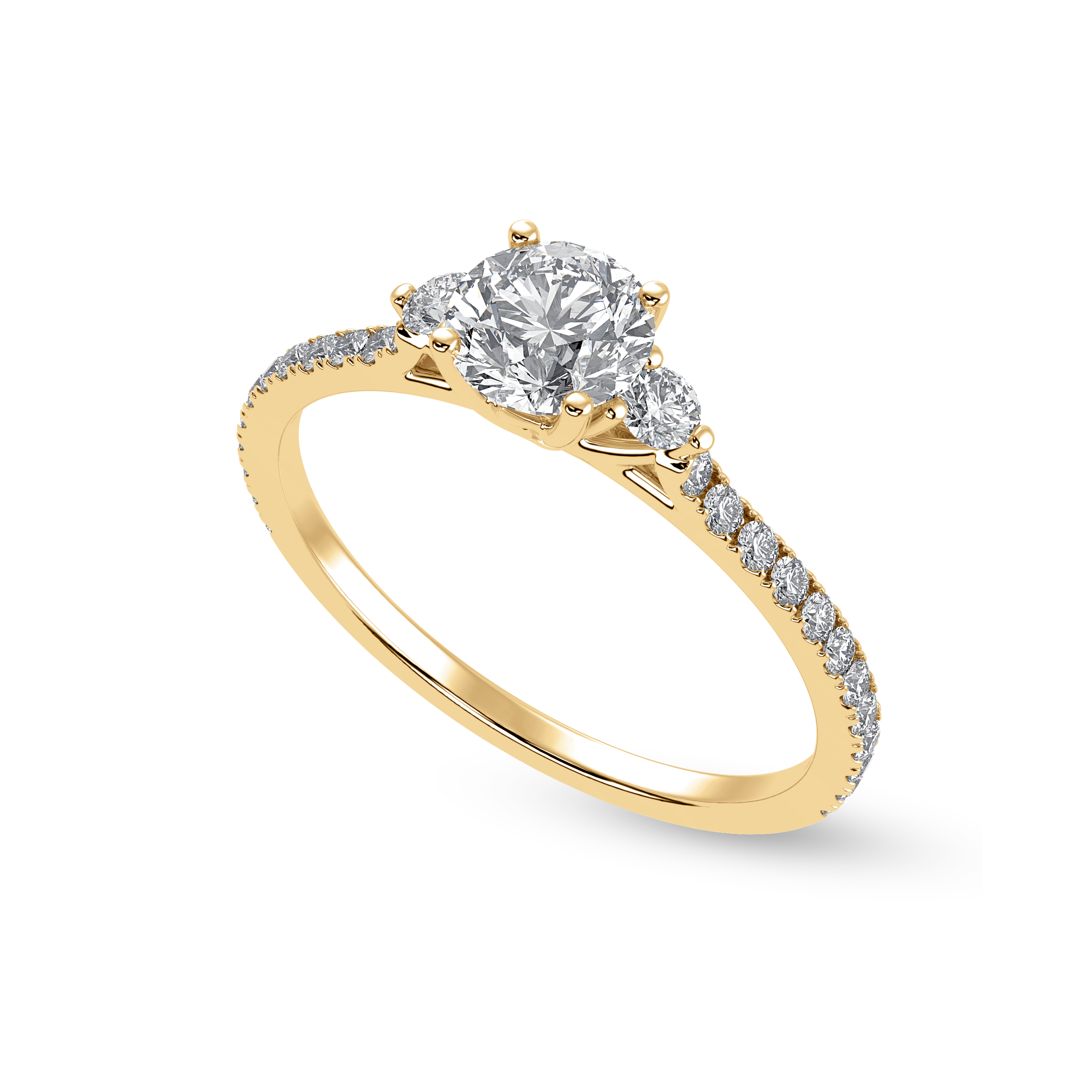 50-Pointer Solitaire Diamond Accents Shank 18K Yellow Gold Ring JL AU 1238Y-A   Jewelove.US