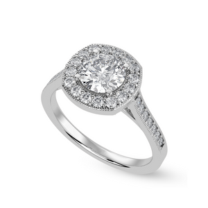 30-Pointer Solitaire Halo Diamond Shank Platinum Ring JL PT 1332   Jewelove.US