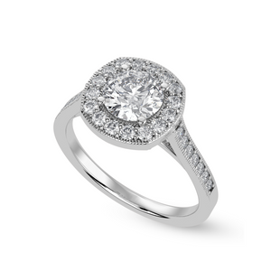 50-Pointer Solitaire Halo Diamond Shank Platinum Ring JL PT 1332-A   Jewelove.US