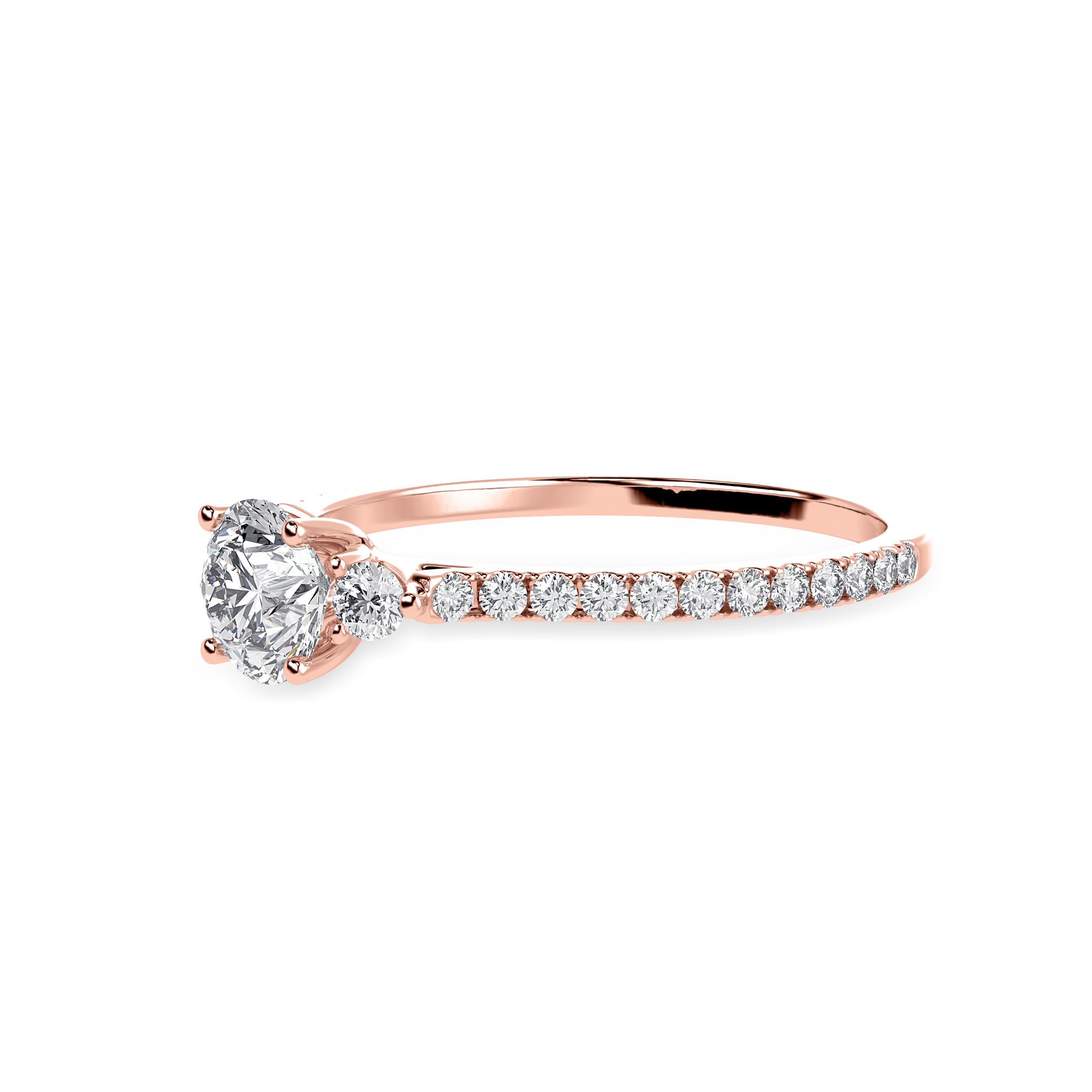 50-Pointer Solitaire Diamond Accents Shank 18K Rose Gold Ring JL AU 1238R-A   Jewelove.US