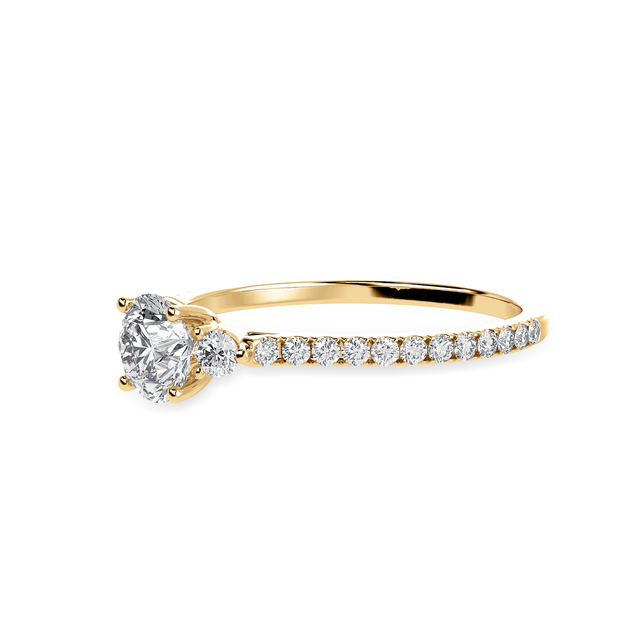 50-Pointer Solitaire Diamond Accents Shank 18K Yellow Gold Ring JL AU 1238Y-A   Jewelove.US