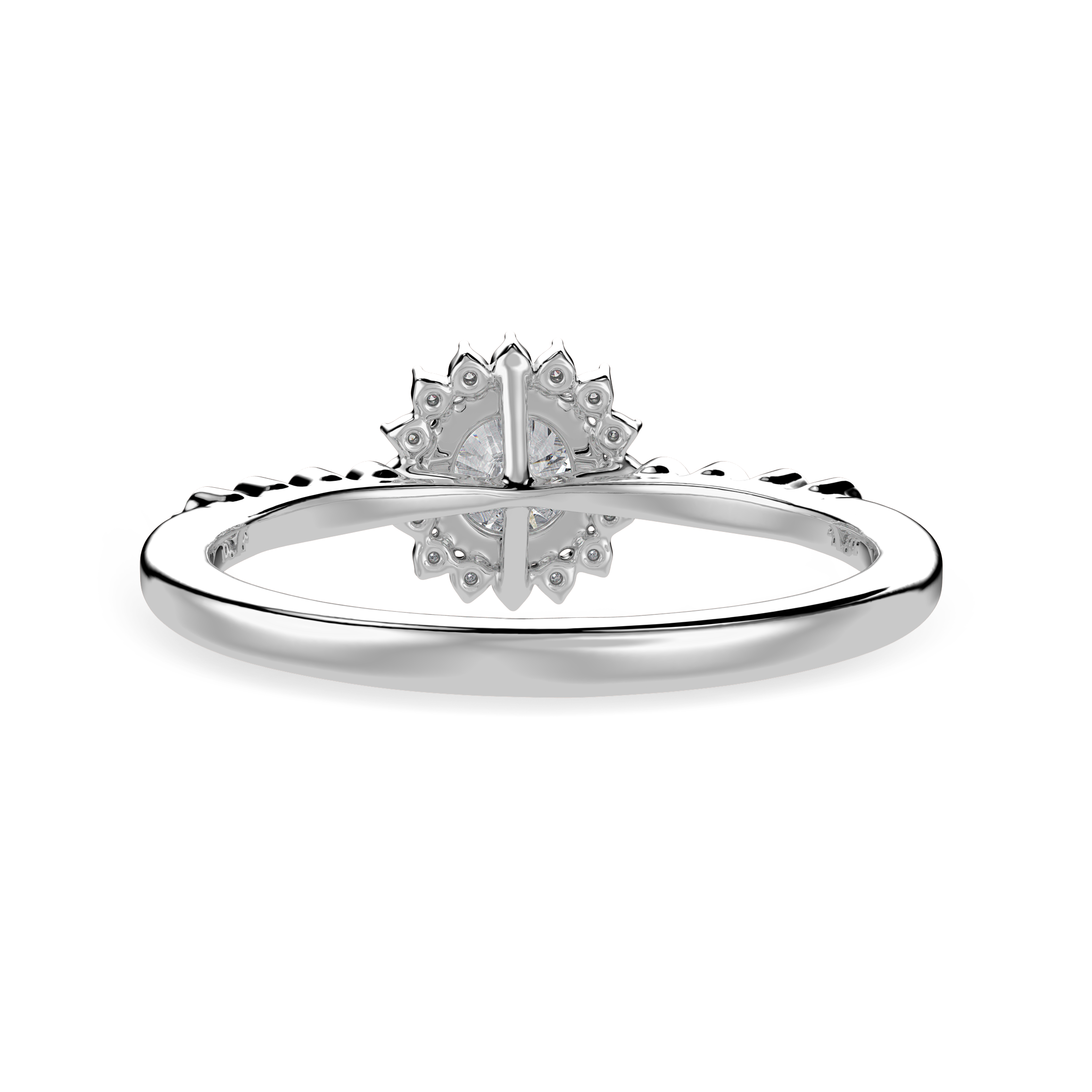 30-Pointer Solitaire Halo Diamond Shank Platinum Ring JL PT 1247