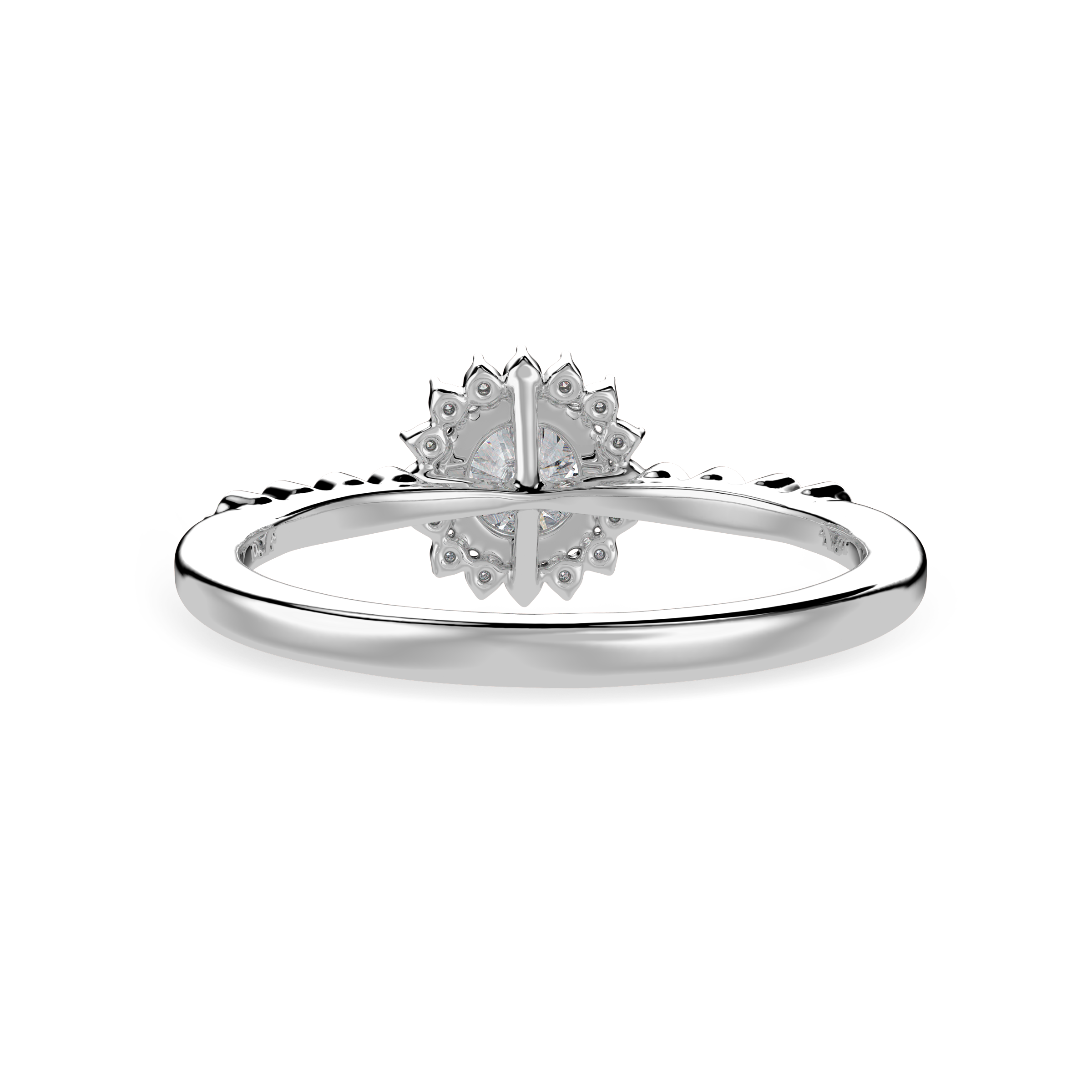 70-Pointer Solitaire Halo Diamond Shank Platinum Ring JL PT 1247-B   Jewelove.US