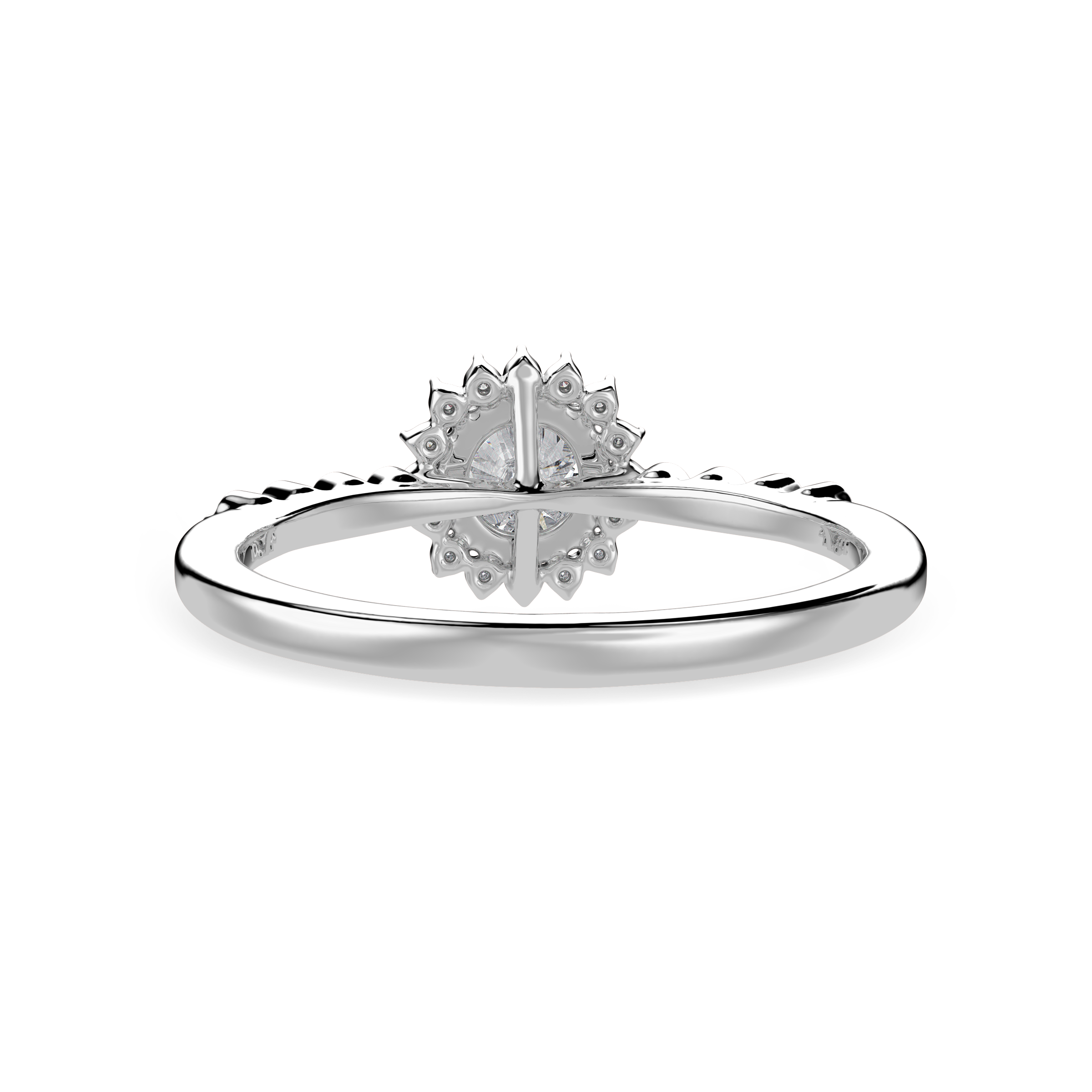 30-Pointer Solitaire Halo Diamond Shank Platinum Ring JL PT 1247   Jewelove.US