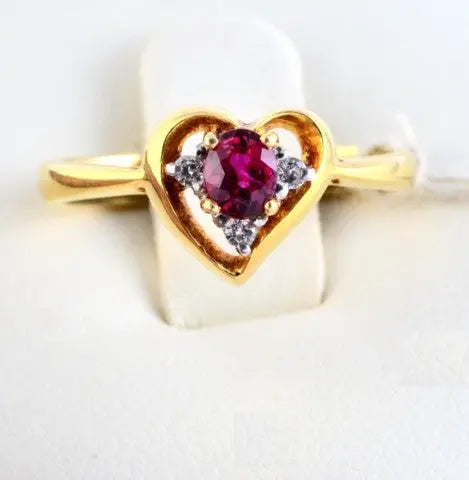 Ruby & Diamond Heart Gold Ring JL R 62   Jewelove