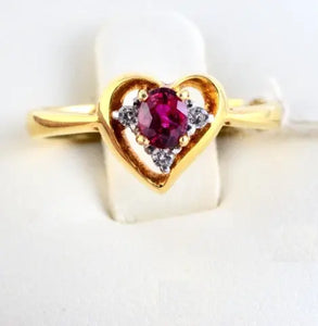 Ruby & Diamond Heart Gold Ring JL R 62   Jewelove