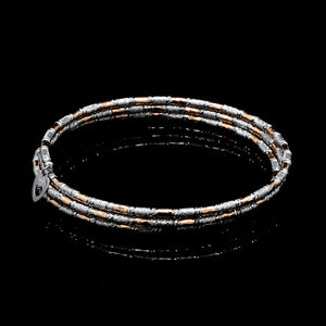 Japanese 3-row Platinum & Rose Gold Bracelet for Women with Diamond Cut Balls JL PTB 1264