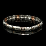 Load image into Gallery viewer, 7mm Platinum &amp; 18K Rose Gold Bracelet with Black Stone for Men JL PTB 1324
