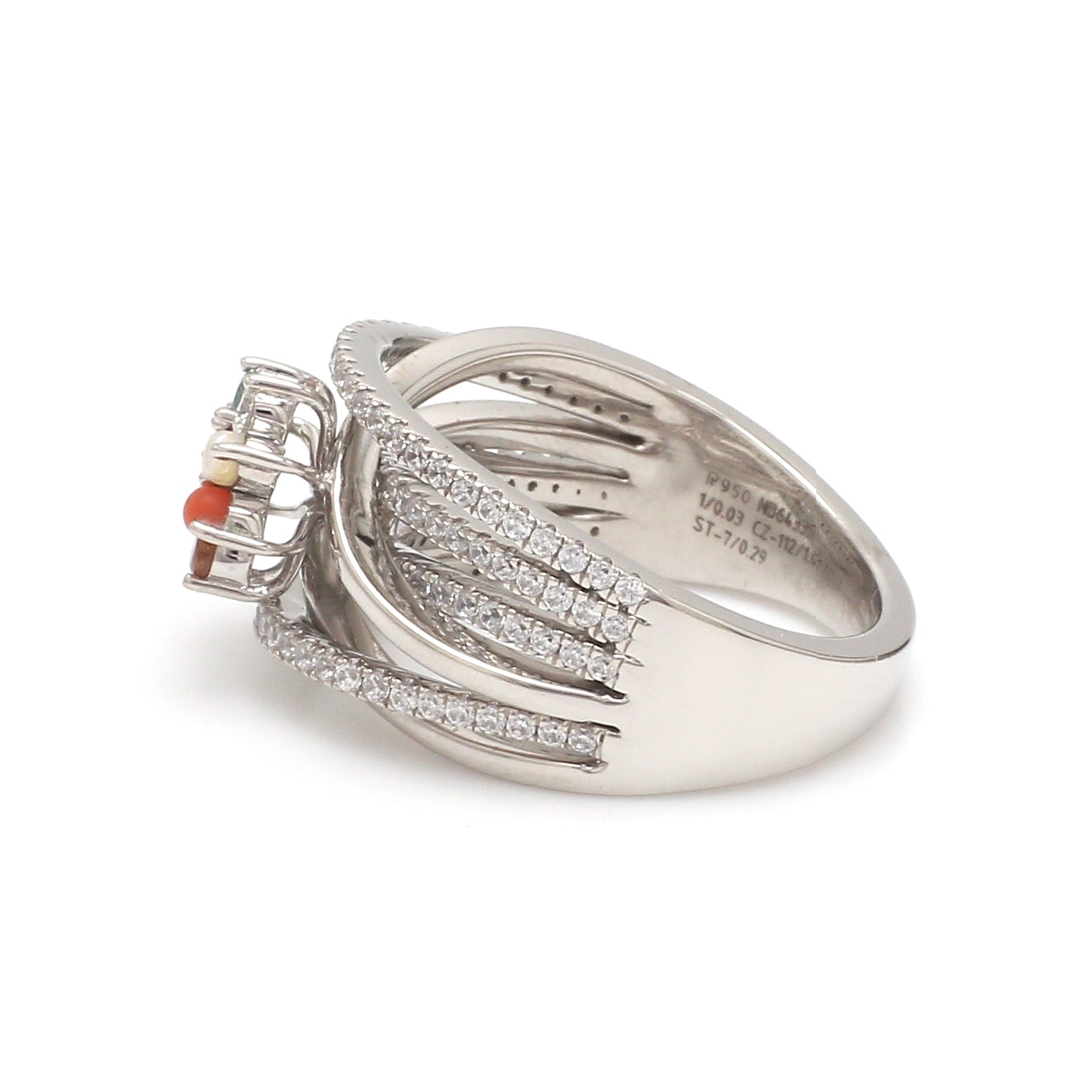 Ruby Navratan Platinum Ring with Diamond JL PT 1356   Jewelove.US