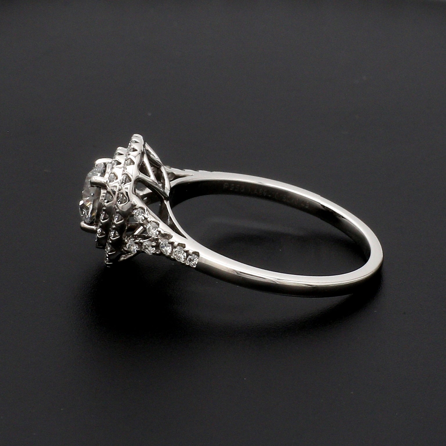 70-Pointer Solitaire Platinum Double Halo Diamond Spilt Shank Ring JL PT 1268