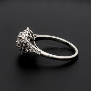 70-Pointer Solitaire Platinum Double Halo Diamond Spilt Shank Ring JL PT 1268