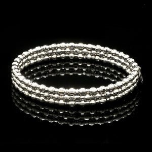 Dazzling Shiny 3-row Japanese Platinum Bracelet for Women with Diamond Cut Balls JL PTB 721