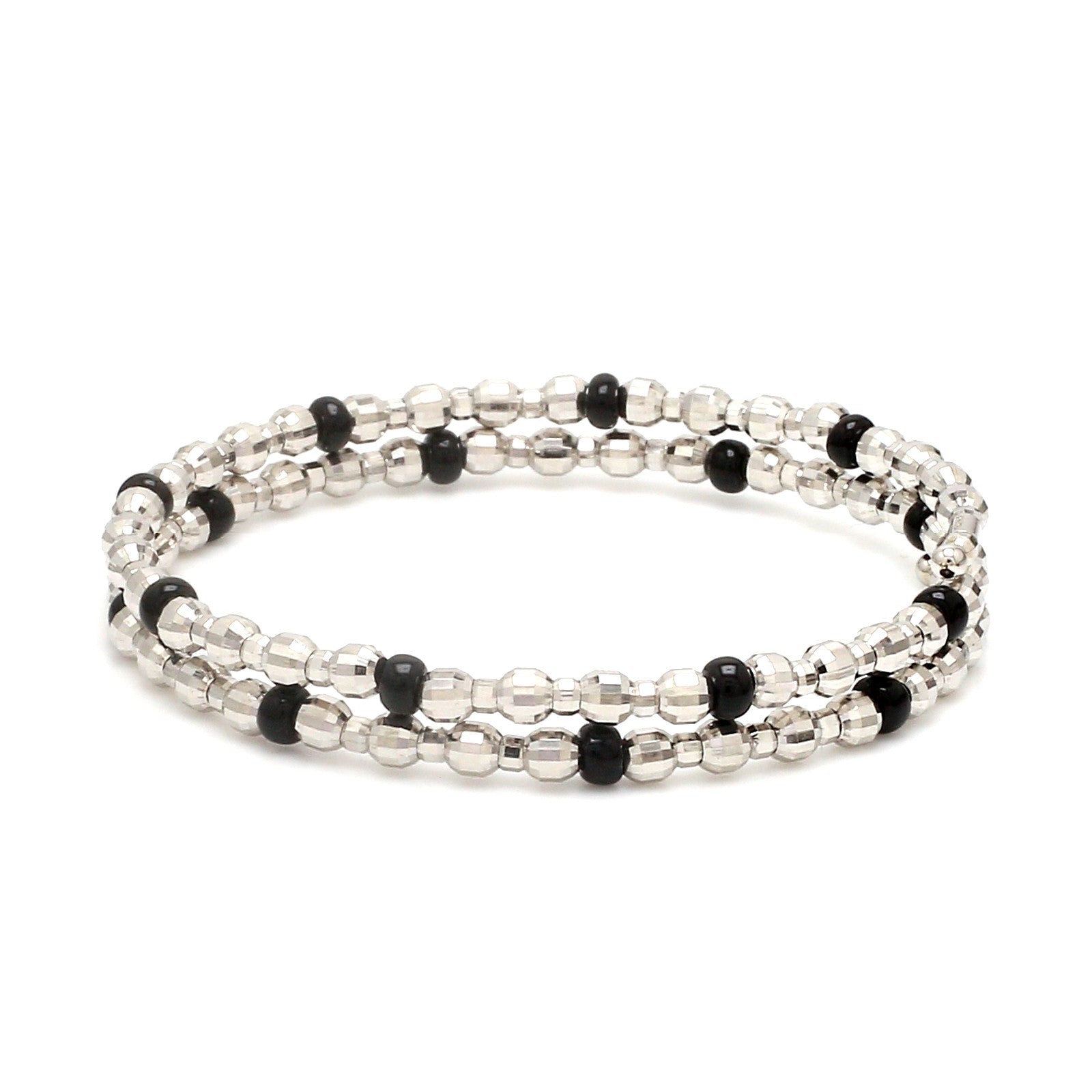 Japanese Platinum with Black Beads Nazariya / Nazariye Bracelet for Kids JL PTB 1228