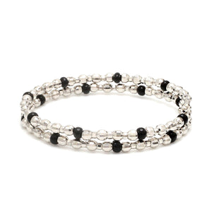 Japanese Platinum with Black Beads Nazariya / Nazariye Bracelet for Kids JL PTB 1228