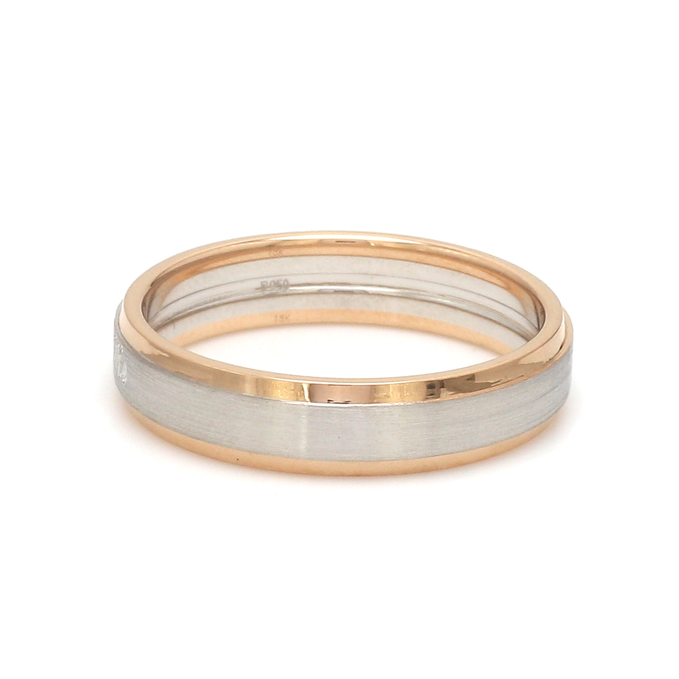 Engraved Platinum Love Bands with Rose Gold You & Me Ring JL PT 1404