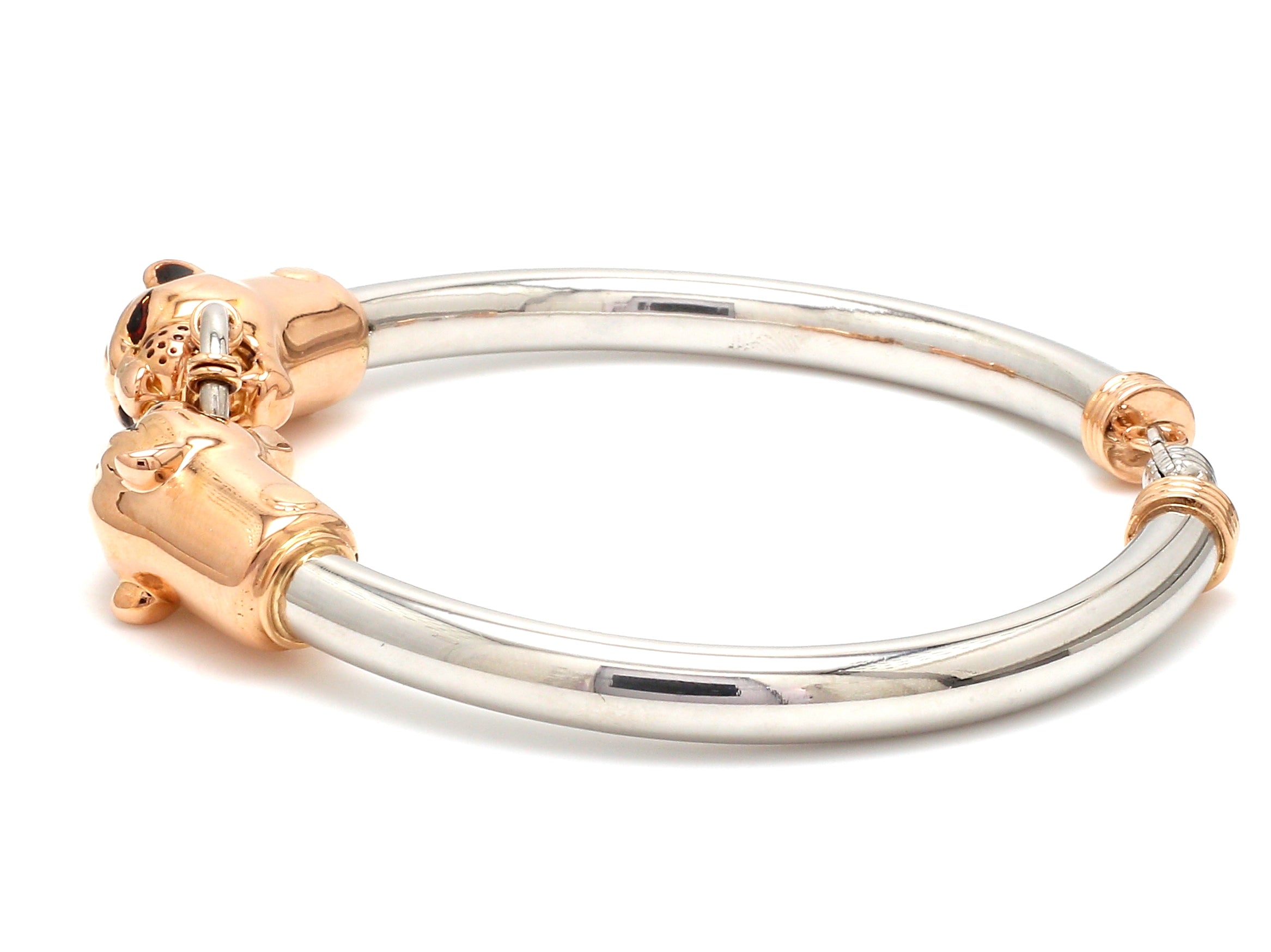 Platinum & Rose Gold Panther Bracelet for Men JL PTB 1184   Jewelove.US