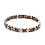 Load image into Gallery viewer, Men of Platinum| Rose Gold with Black Stone Bracelet for Men JL PTB 1327
