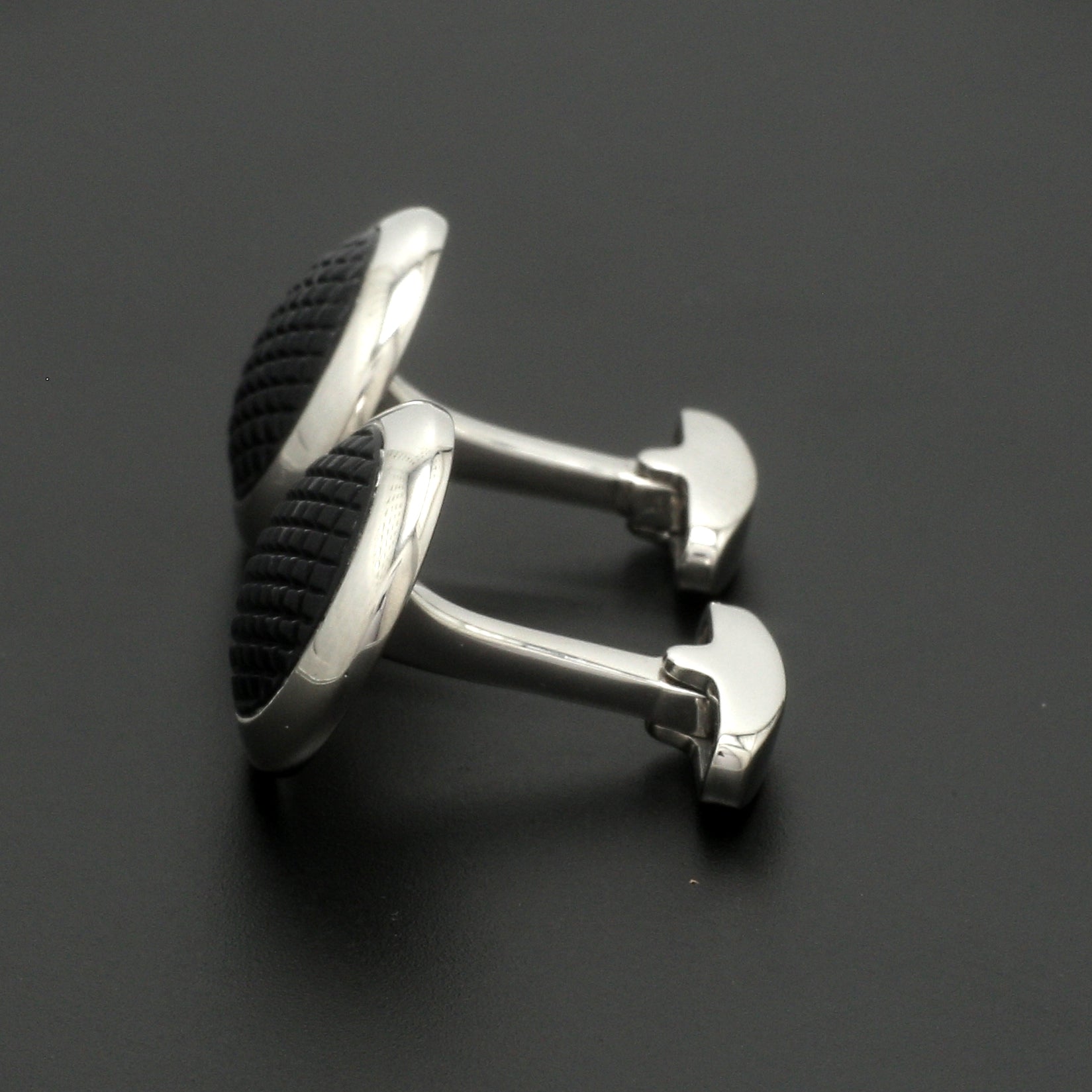 Platinum Cufflinks with Black Stone for Men JL PT C 02   Jewelove