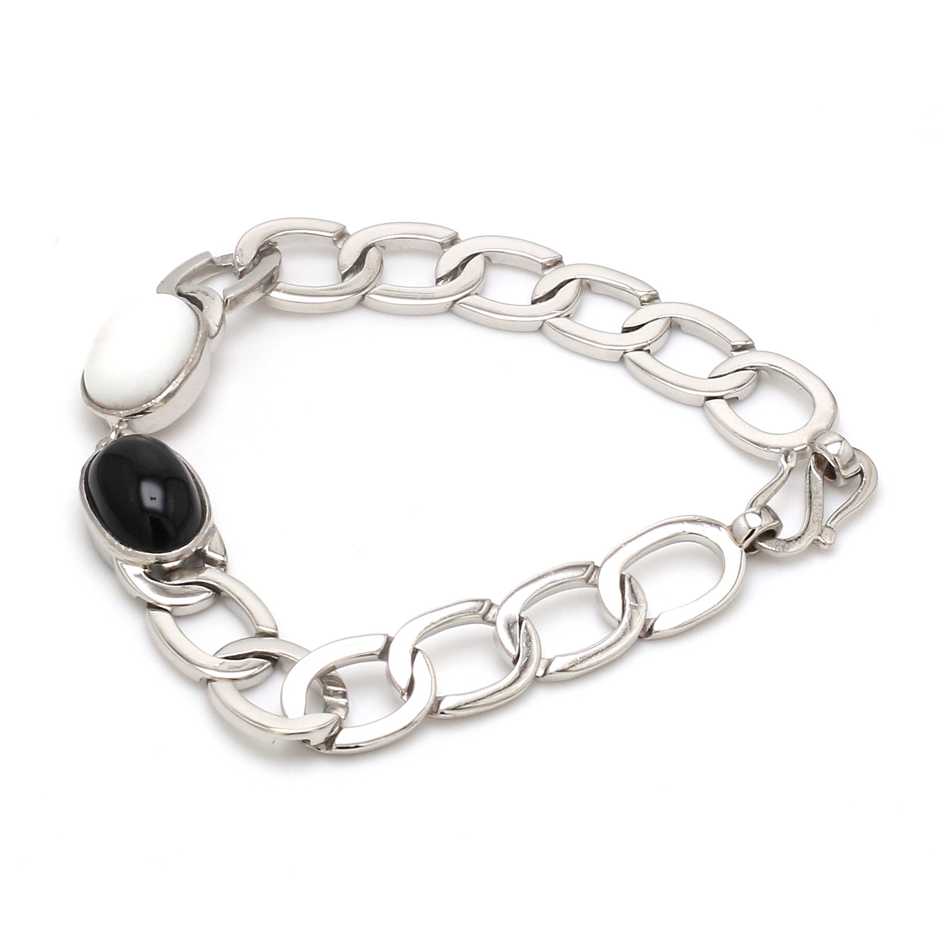 Platinum Bracelet with Black Onyx & Opal stone for Men JL PTB 1290