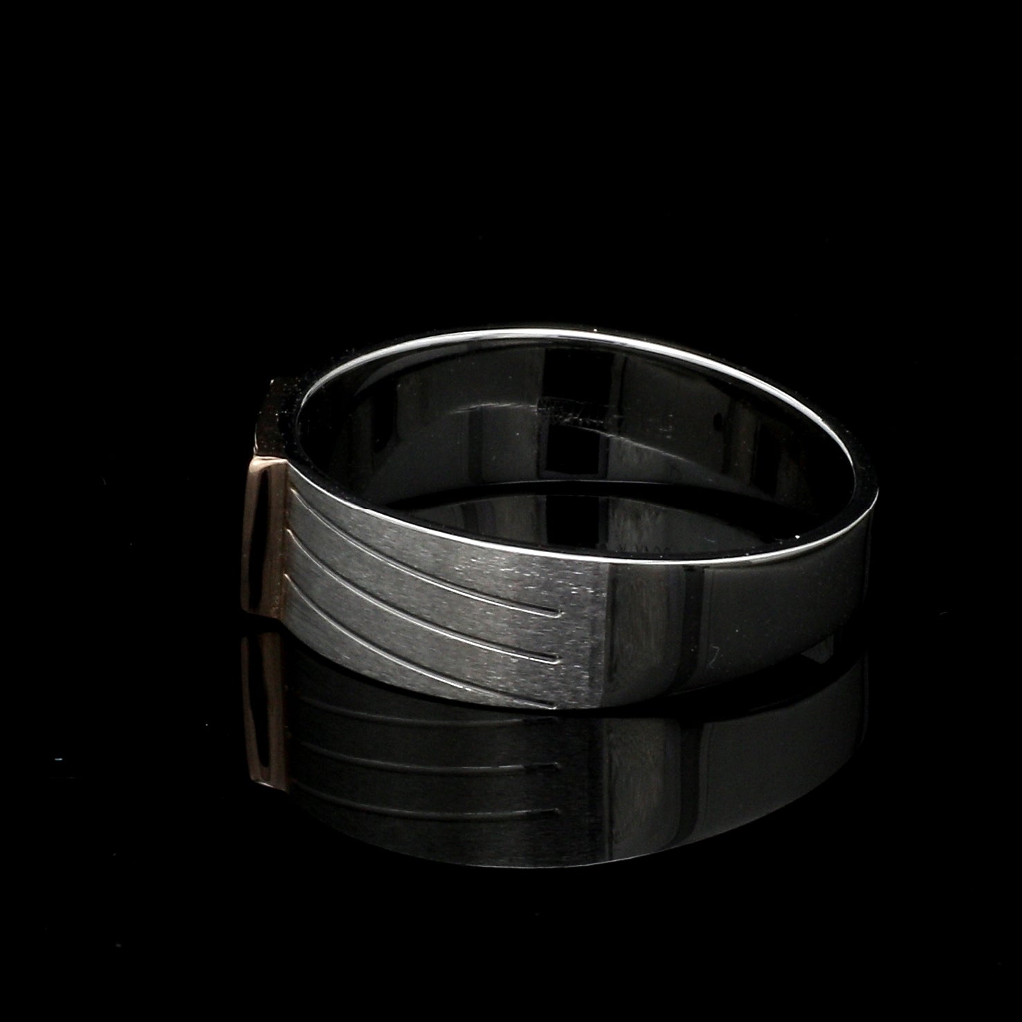 Parallel Paths Platinum Couple Rings with Rose Gold & Diamonds JL PT 966