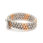 Load image into Gallery viewer, Japanese 3 Row Flexible Platinum Rose Gold Fusion Ring with Diamond Cutting JL PT 1375
