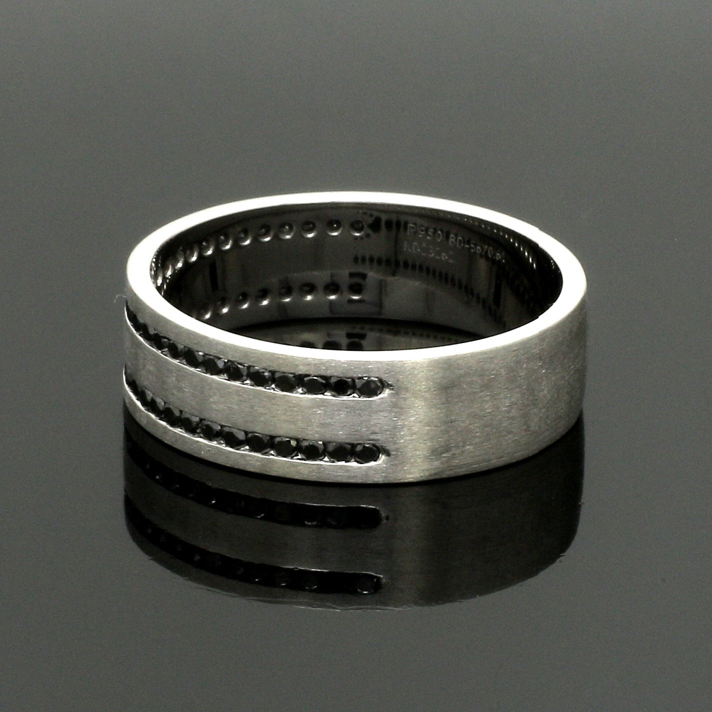 Platinum Black Diamond Double Line Ring for Men JL PT 1400