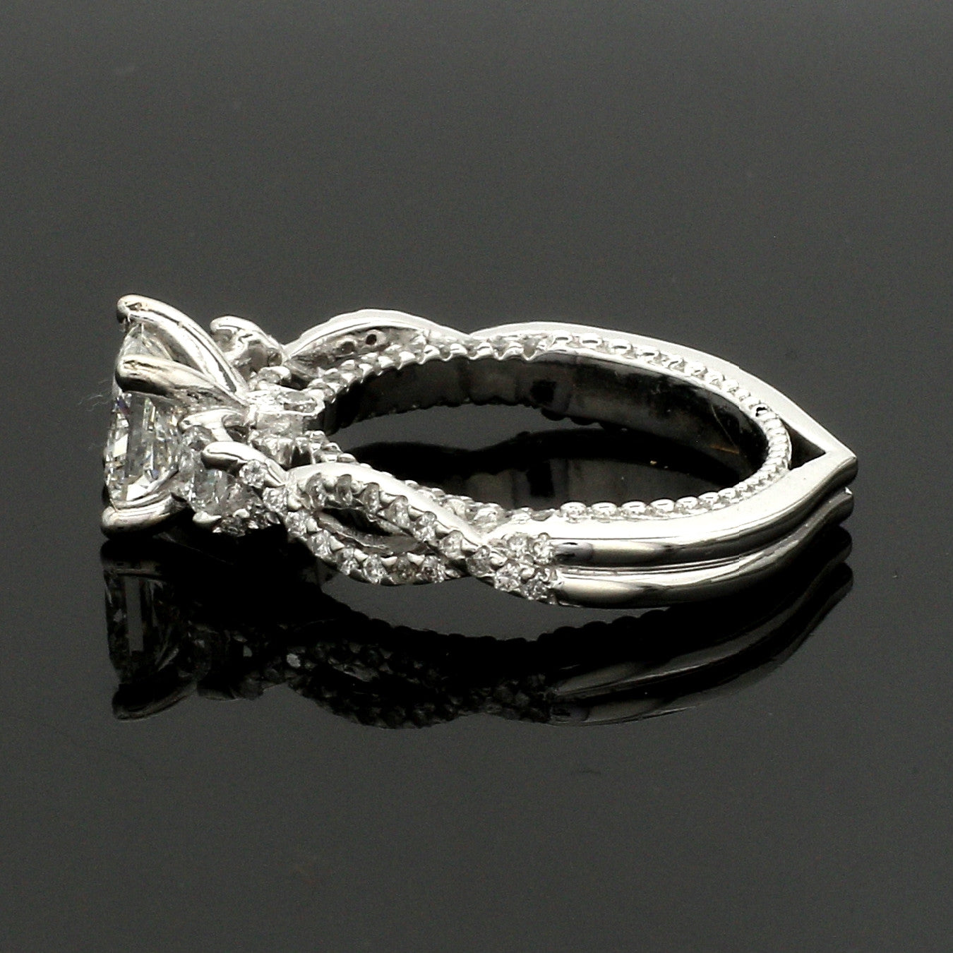 1-Carat Princess cut Solitaire Diamond Accents Platinum Ring JL PT 1369