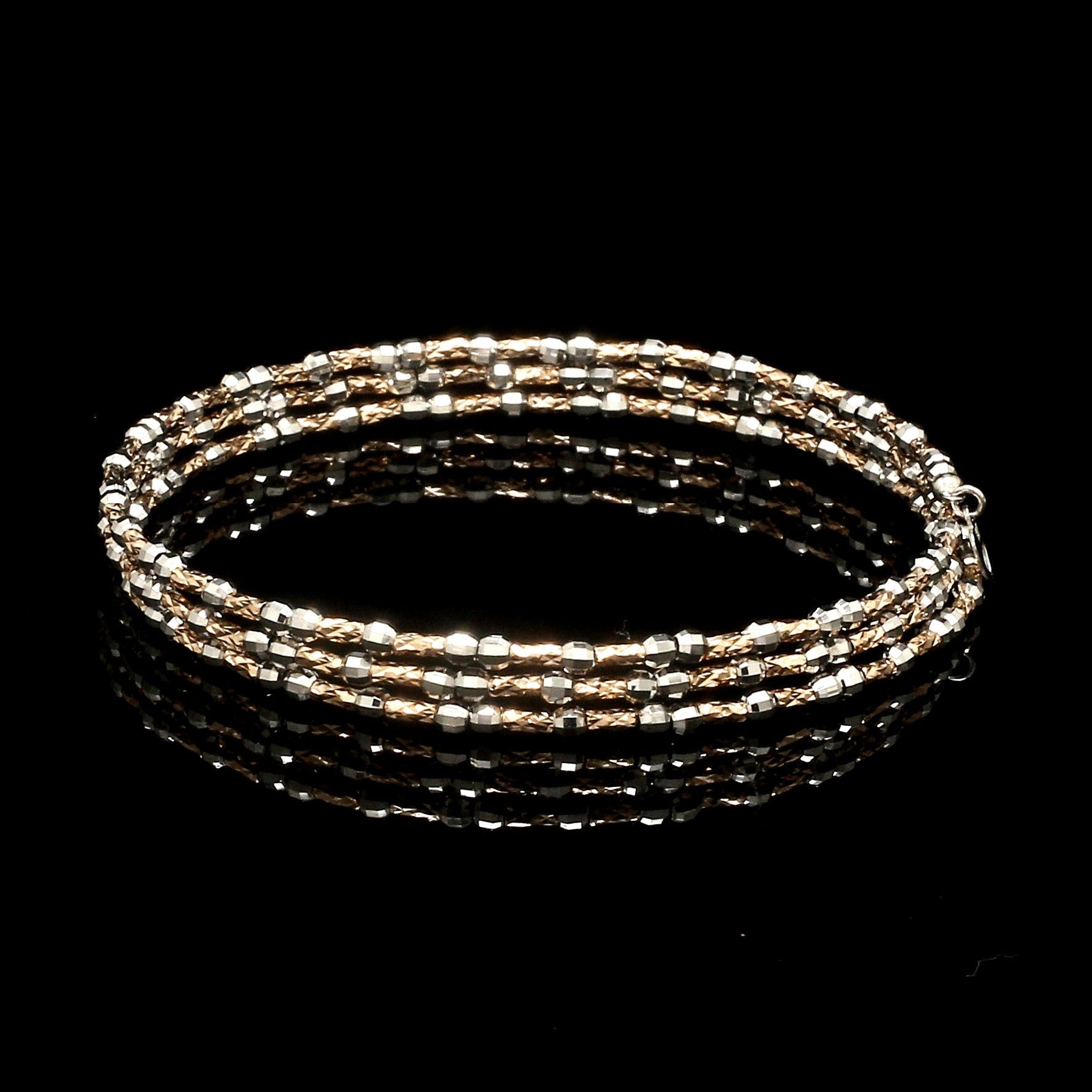 Unique 3-Row Japanese Platinum & Rose Gold Bracelet for Women JL PTB 773