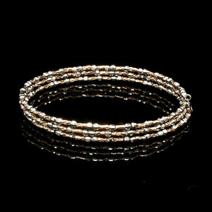 Unique 3-Row Japanese Platinum & Rose Gold Bracelet for Women JL PTB 773